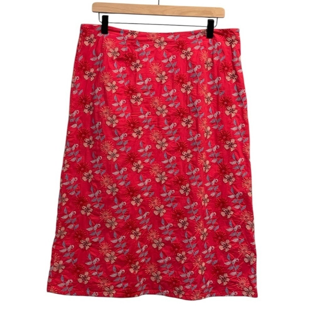 JOHNNY WAS Dark Pink Floral Embroidered Skirt,
Side Zip, Below Knee Length, L - Picture 2 of 13